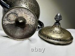 Vintage Sheffield Silver Plate Hammered Tea Set Teapot Sugar Creamer 9111 NS