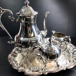 Vintage Sheridan Silver Co. Silver on Copper 4 Pcs Silver Plated Tea Set footed