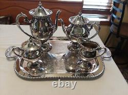 Vintage Silver On Copper 5 Piece Tea Coffee Set