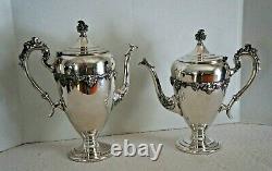 Vintage Silver On Copper Coffee & Tea Server Set 6 Piece