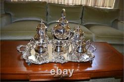 Vintage Silver Over Copper LG 7 Pcs Tea Set Victorian