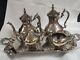 Vintage Silver Plate 5 Piece Tea Or Coffee Set On Butler Tray Very Good