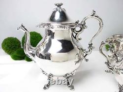Vintage Silver Plate Tea Service Set Flower Finial
