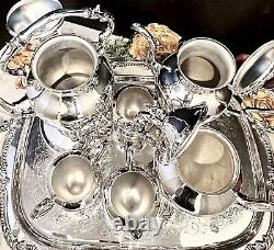 Vintage Silver Plate Tea Set Coffee Service with Tilting Pot / Tray BSC 7 Pcs