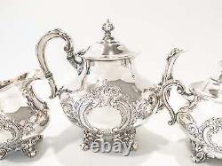 Vintage Silver Plate Tea Set Hand Chased 3 Piece Reed Barton Regent