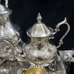 Vintage Silver Plated Royal and Luxury 6 Piece Coffee &Teaset With Serving Tray