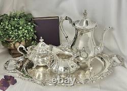 Vintage Silver Plated Tea Serving Set Gorham Rosewood / Poole Coffee Pot & Tray