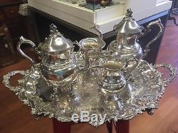 Vintage Silver plate Tea Set 6 Piece with Great Tray Beautiful Condition