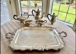Vintage Silver plated Marlboro Old English reproduction six-piece tea set
