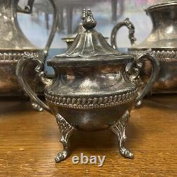 Vintage Silverplate Silver on Copper 5 Piece Coffee and Tea Set