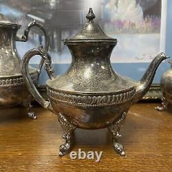 Vintage Silverplate Silver on Copper 5 Piece Coffee and Tea Set