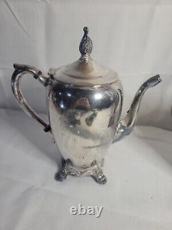 Vintage Silverplate Tea Set Coffee Service Serving Tray Tea Pot Cream Sugar Bowl