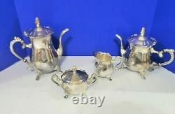 Vintage Silverplate Towle Tea Set 4 Pieces Tea Pots, Creamer, Sugar