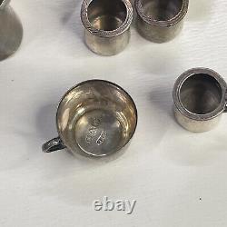 Vintage Sterling Silver 925 Miniature Dollhouse Tea Set Lot Cups Pitcher Bucket