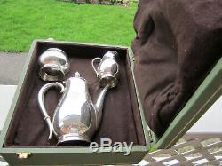 Vintage Sterling Silver Traveling Tea / Coffee Set withFitted Case Royal Danish