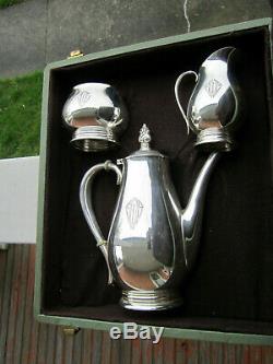 Vintage Sterling Silver Traveling Tea / Coffee Set withFitted Case Royal Danish