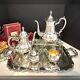 Vintage Tea Set Silver Plated Set Of Oneida And Towel Mixed Set Various Pieces