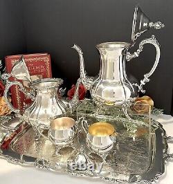 Vintage Tea Set Silver Plated Set of Oneida and Towel Mixed set Various Pieces