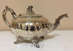 Vintage Tea Set Silverplate Melon Shape English Silver Mfg Company USA Heavy