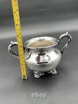 Vintage Towle Silverplate 4 Piece Tea Set, Platter, Tea Pots, Sugar, Storage Bag