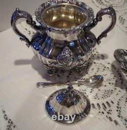 Vintage Towle Silverplate 6 Pc Coffee Tea Set El Grandee Hollowware with Tray
