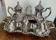 Vintage Towle Silverplate Tea Coffee Service Set 5 Pc Large Footed Waiter Tray