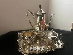 Vintage Towle Silverplate Tea Set 4772 withTowle El Grandee 2953 Square Tray