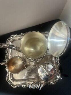 Vintage Towle Silverplate Tea Set 4772 withTowle El Grandee 2953 Square Tray