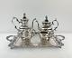 Vintage Victorian Silver-plated Copper Large Footed Tray With Tea & Coffee Set