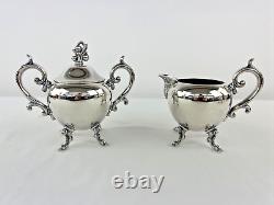 Vintage Victorian Silver-plated Copper Large Footed Tray with Tea & Coffee Set