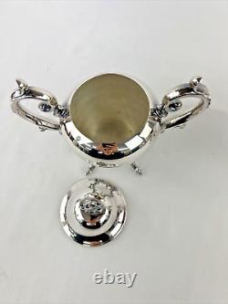 Vintage Victorian Silver-plated Copper Large Footed Tray with Tea & Coffee Set