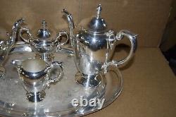 Vintage! Wallace Silver Plated 5 Pc. Tea/Coffee Set with Tray Silverplate READ