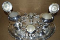 Vintage! Wallace Silver Plated 5 Pc. Tea/Coffee Set with Tray Silverplate READ