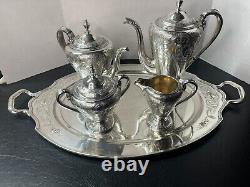 Vintage Wilcox International Silver Co Paisley 5 PC Tea Set withLady Mary Tray 26