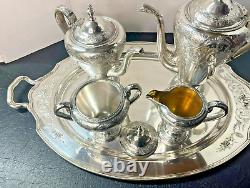 Vintage Wilcox International Silver Co Paisley 5 PC Tea Set withLady Mary Tray 26