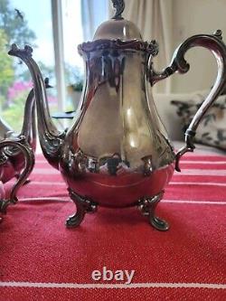 Vintage Wilcox Joanne International Silver Plate Coffee and Tea Set 4 Piece Set