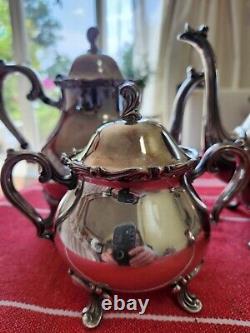 Vintage Wilcox Joanne International Silver Plate Coffee and Tea Set 4 Piece Set