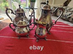 Vintage Wilcox Joanne International Silver Plate Coffee and Tea Set 4 Piece Set