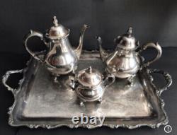 Vintage Wilcox? Silver Plated American Rose Coffee/Tea Set With Tray 5 Pieces
