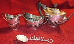 Vintage small sterling silver tea set & spoon, 3 pc very nice hallmarked 396g