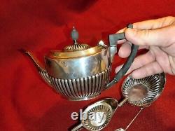 Vintage small sterling silver tea set & spoon, 3 pc very nice hallmarked 396g