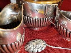 Vintage small sterling silver tea set & spoon, 3 pc very nice hallmarked 396g