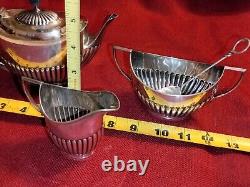 Vintage small sterling silver tea set & spoon, 3 pc very nice hallmarked 396g