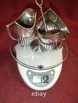 Vintage small sterling silver tea set & spoon, 3 pc very nice hallmarked 396g