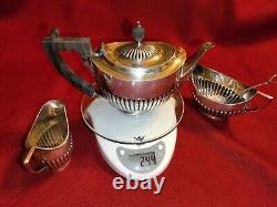 Vintage small sterling silver tea set & spoon, 3 pc very nice hallmarked 396g