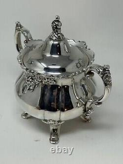Vtg Baroque by Wallace Silverplate Coffee Tea Set Sugar Creamer 281 282 283 284