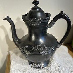 Vtg Middletown Plate Co 5 Piece Silver Etched Coffee Tea Pot Set