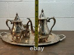 WALLACE Silverplate 5 piece Tea Coffee Set Vintage Silver Teapot pitcher #1100