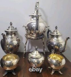 WM Rogers Silver Plate Vtg Coffee Tea Service 7 Piece Set