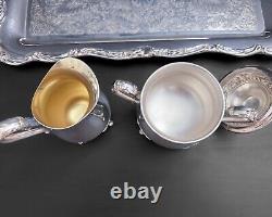 WM Rogers Silver Plate Vtg Coffee Tea Service Serving Tray 5 Piece Set